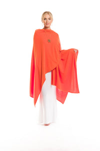 100% 2 PLY AVALON CASHMERE CAPE SPICY ORANGE