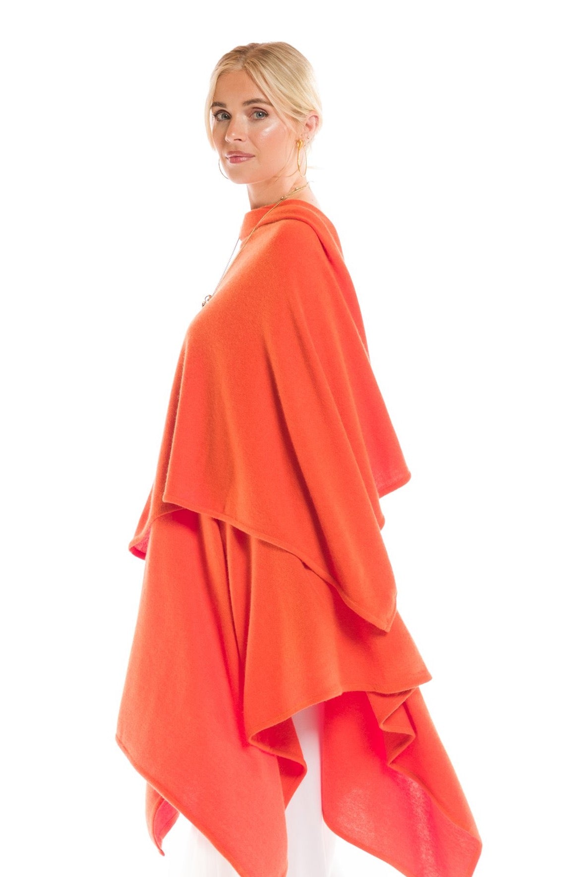 2 PLY AVALON CASHMERE CAPE SPICY ORANGE