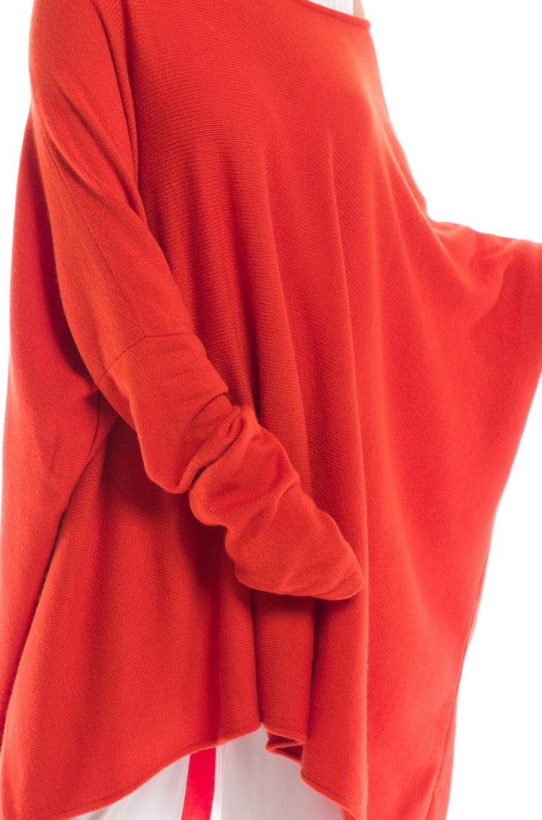 4 PLY CASHMERE SNUGGLE BOX JUMPER SPICY ORANGE