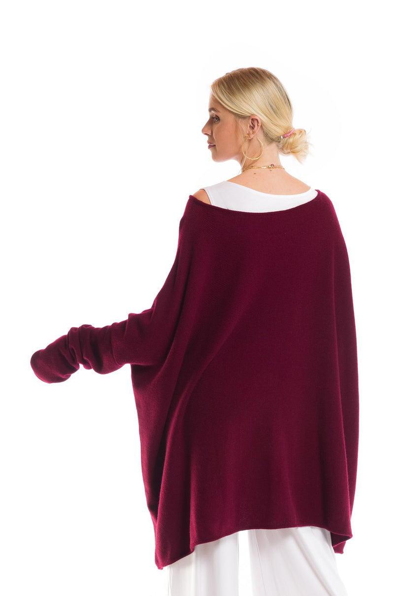 4 PLY CASHMERE SNUGGLE BOX JUMPER BURGUNDY