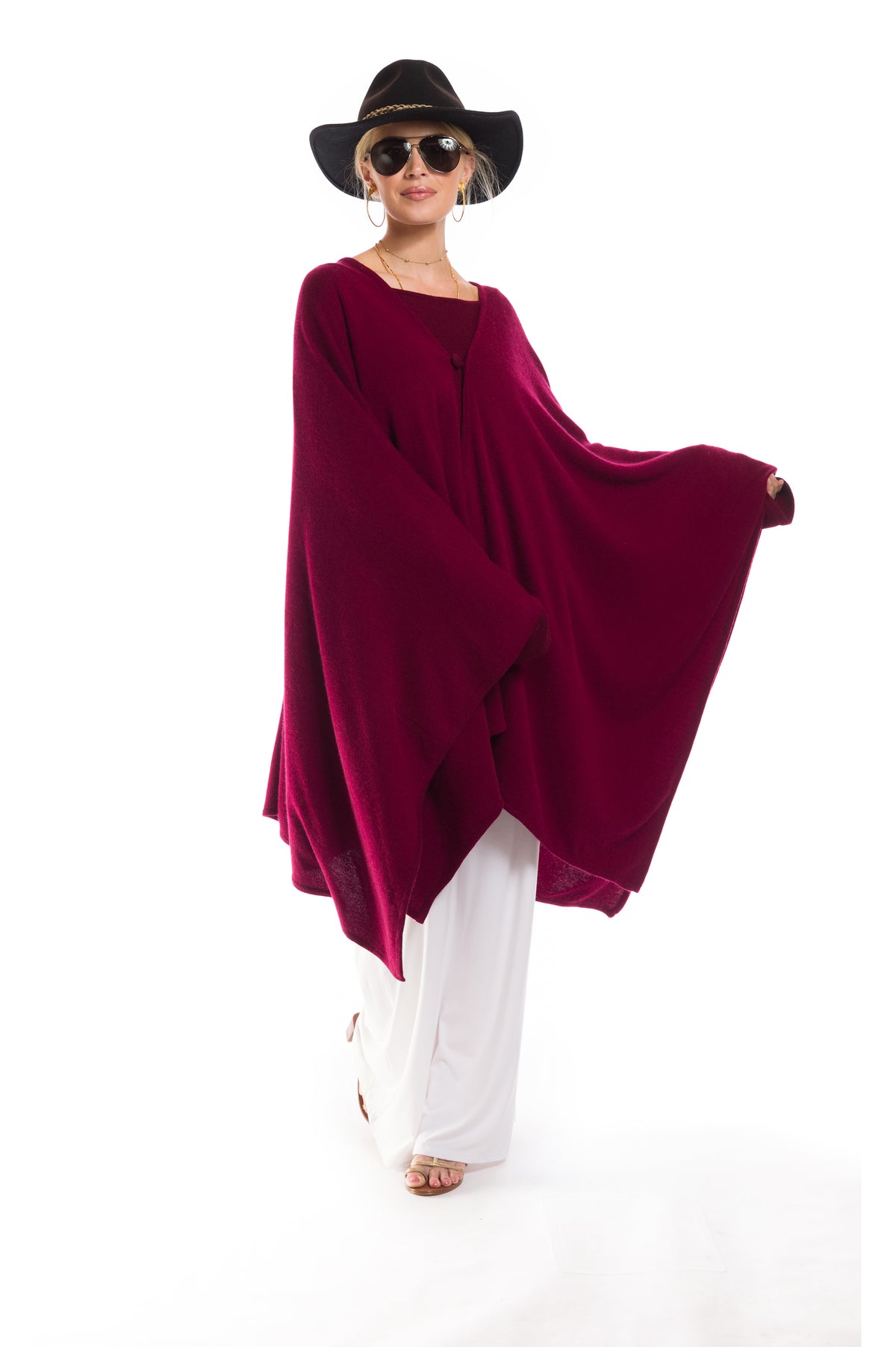 2 PLY AVALON CASHMERE CAPE BURGUNDY