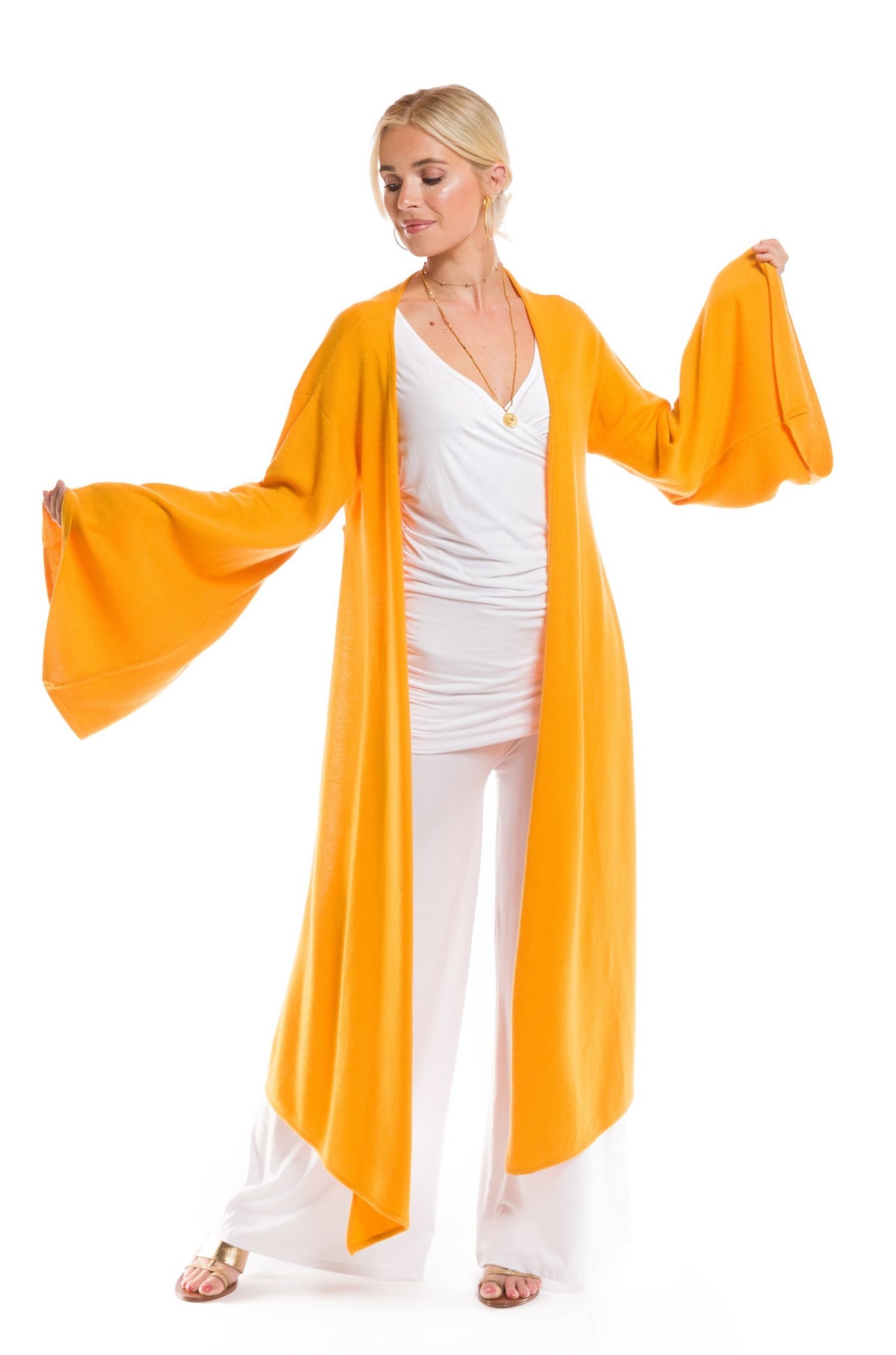 2 PLY CASHMERE DRAPED SHRUG TIBETAN YELLOW