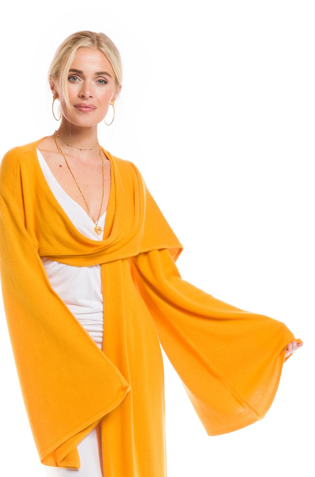 2 PLY CASHMERE DRAPED SHRUG TIBETAN YELLOW