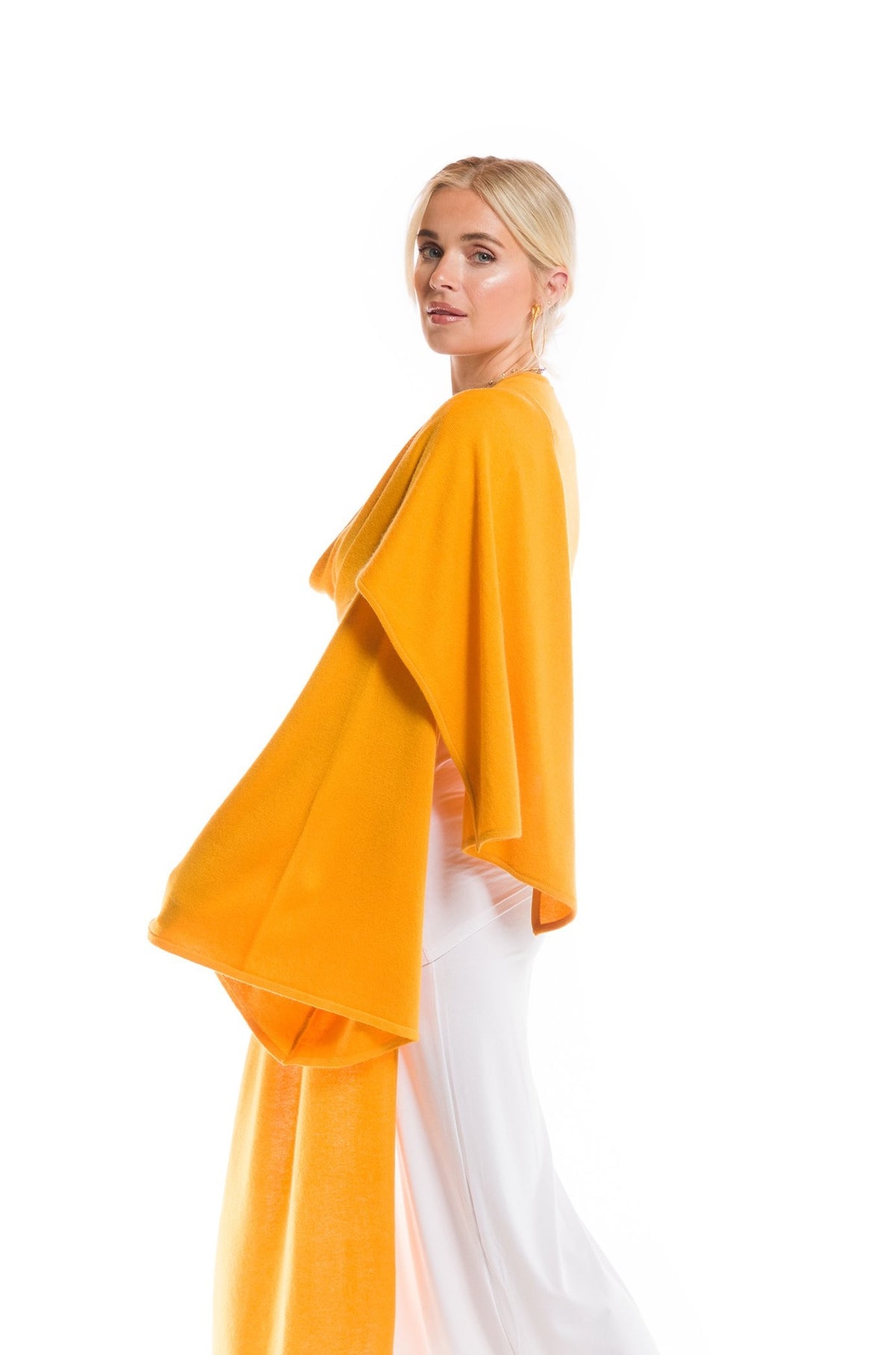 2 PLY CASHMERE DRAPED SHRUG TIBETAN YELLOW