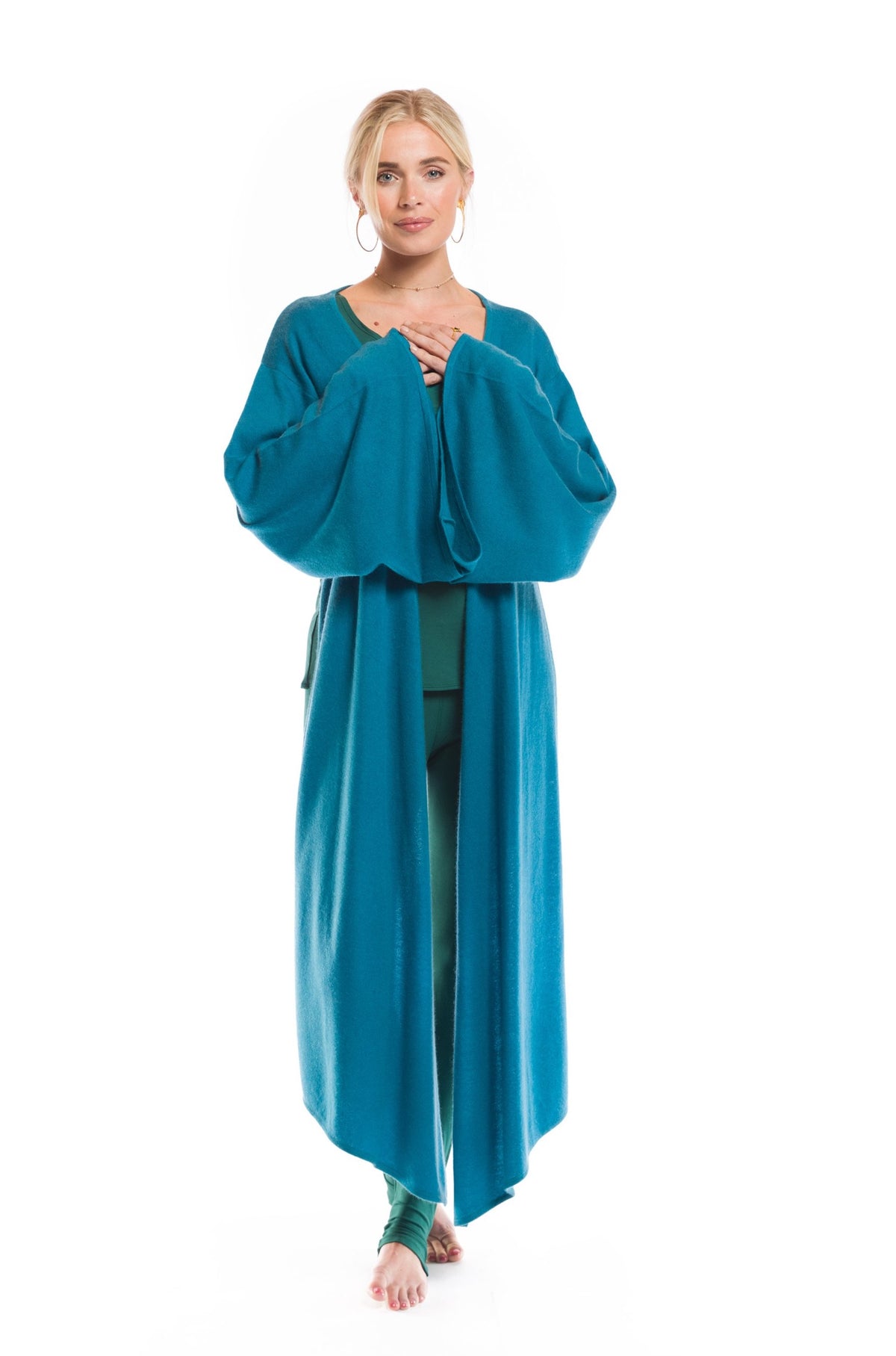 2 PLY CASHMERE DRAPED SHRUG TEAL