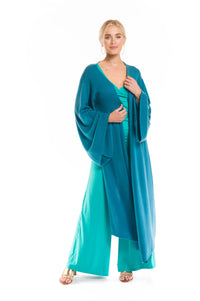 2 PLY CASHMERE DRAPED SHRUG TEAL