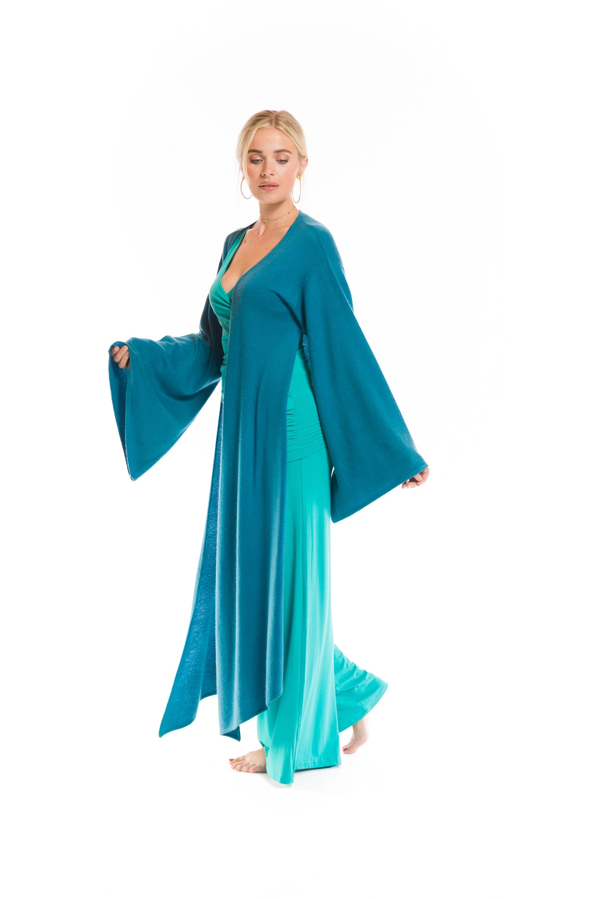 BAMBOO PALAZZO PANTS TURQUOISE