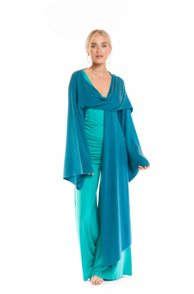 BAMBOO PALAZZO PANTS TURQUOISE