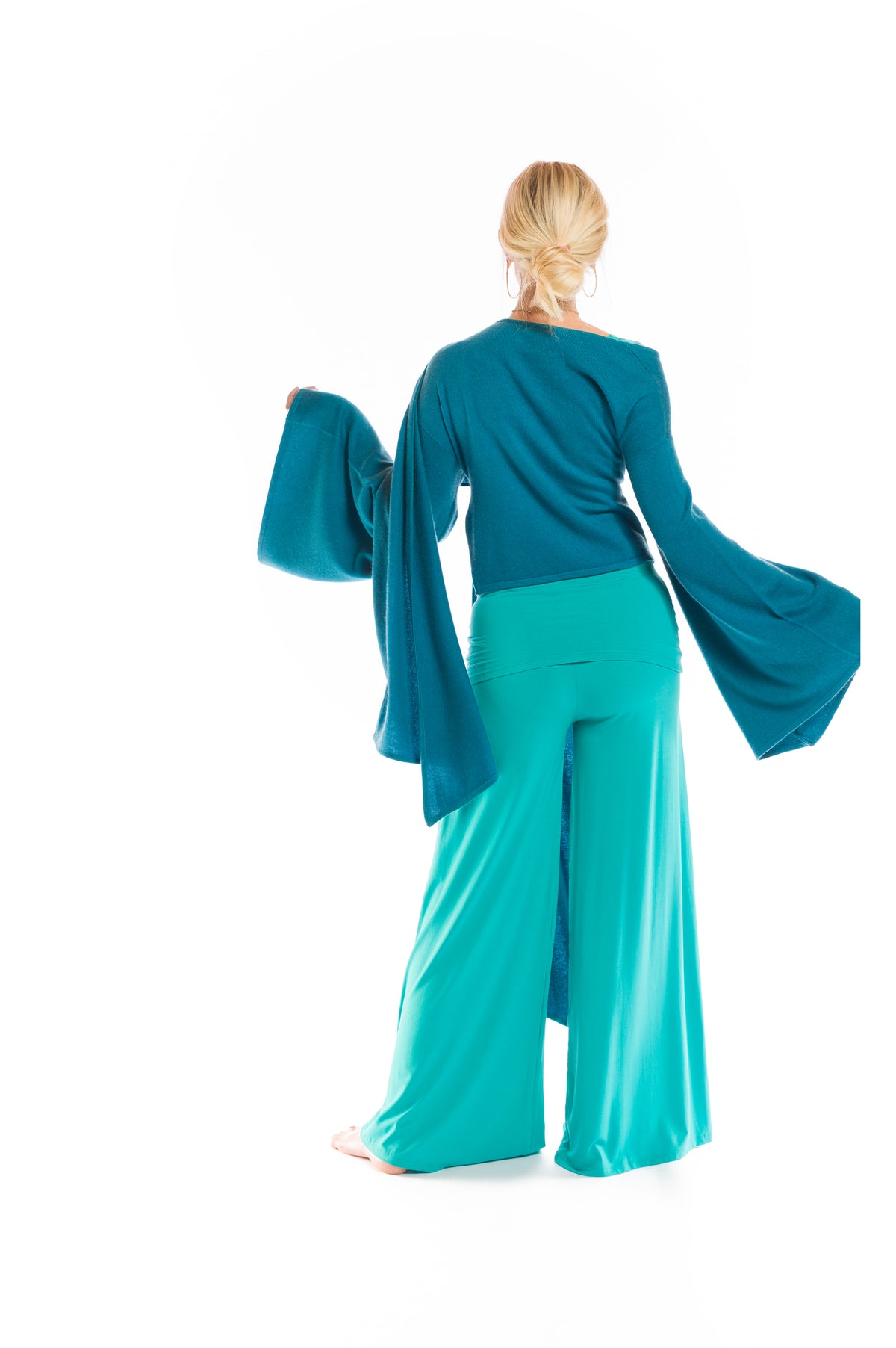 2 PLY CASHMERE DRAPED SHRUG TEAL