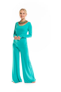 BAMBOO LONG SLEEVE TOP TURQUOISE