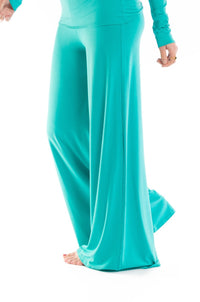 BAMBOO PALAZZO PANTS TURQUOISE