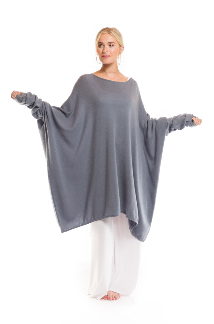 2 PLY CASHMERE SNUGGLE BOX JUMPER DOVE GREY