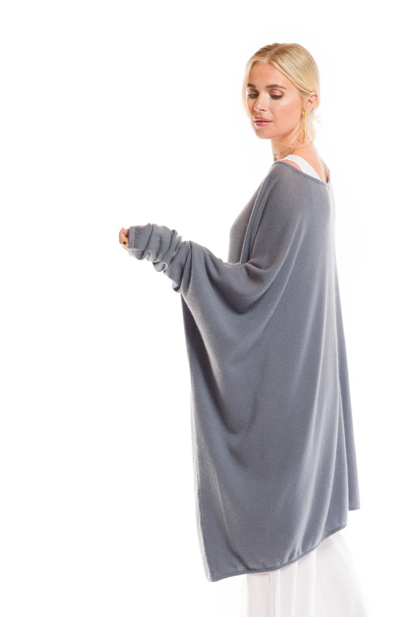 2 PLY CASHMERE SNUGGLE BOX JUMPER DOVE GREY