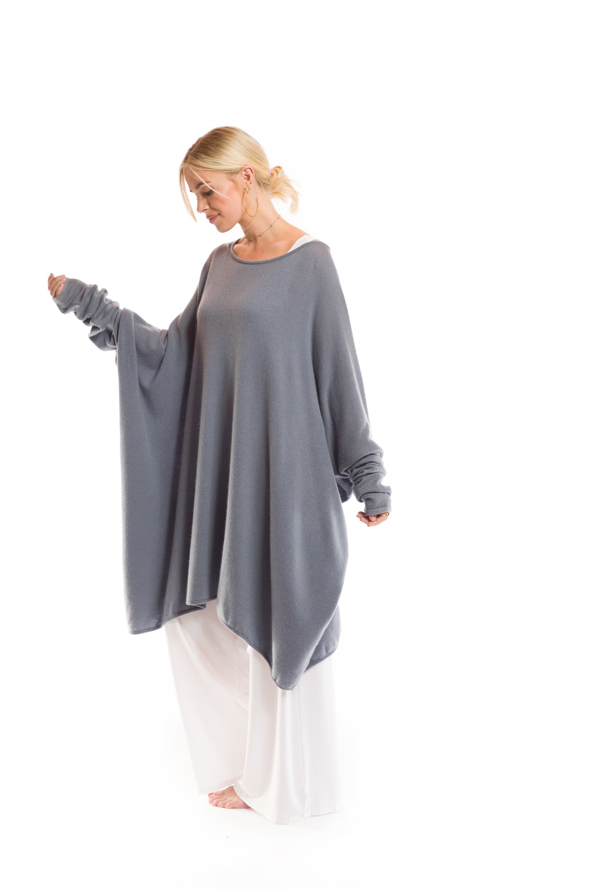 2 PLY CASHMERE SNUGGLE BOX JUMPER DOVE GREY