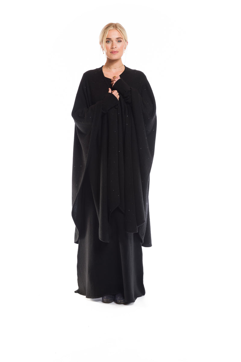 AVALON JEWELLED CASHMERE CAPE BLACK