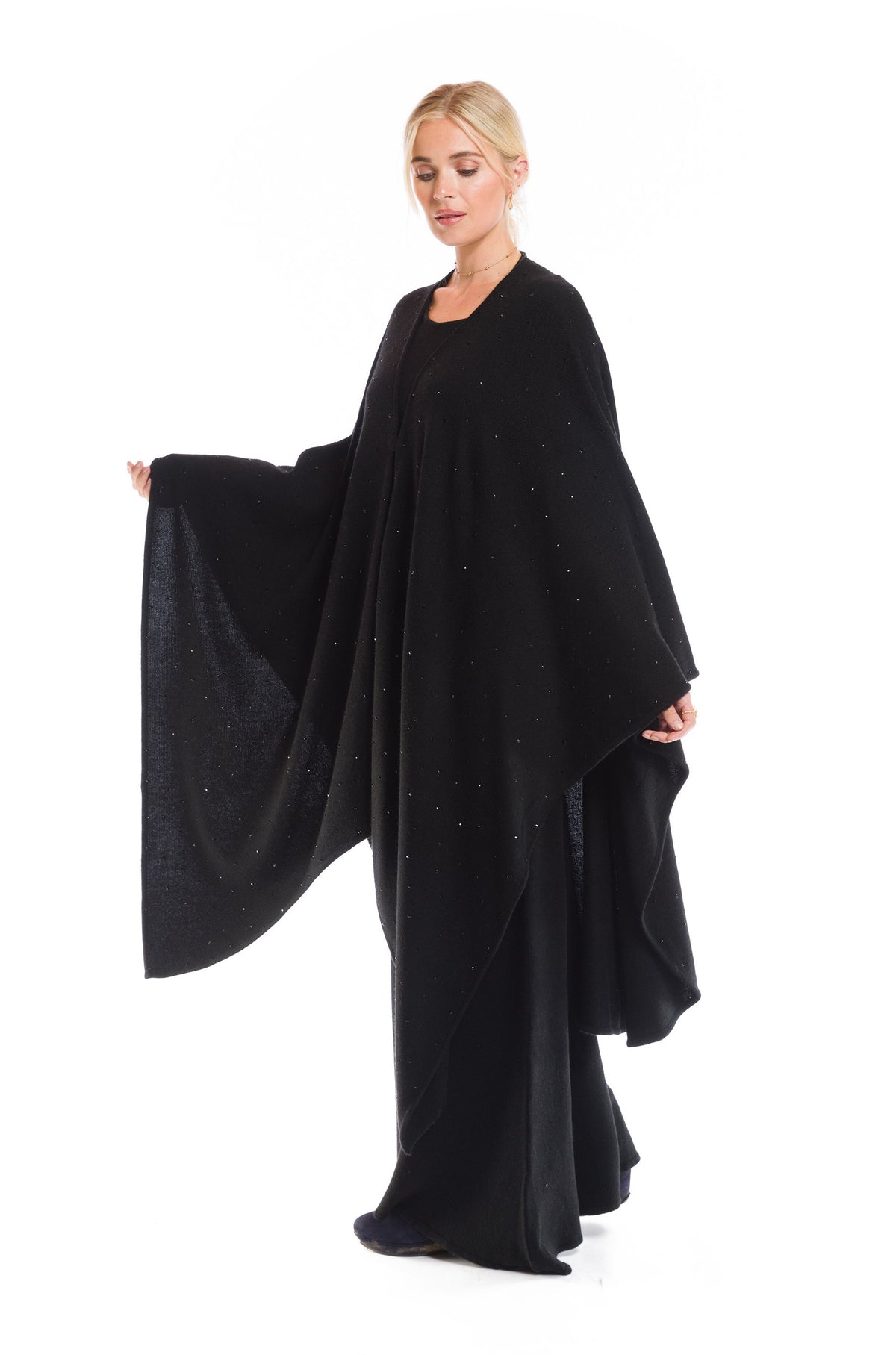 AVALON JEWELLED CASHMERE CAPE BLACK