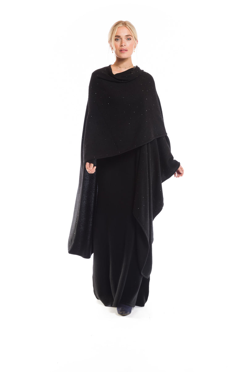 AVALON JEWELLED CASHMERE CAPE BLACK