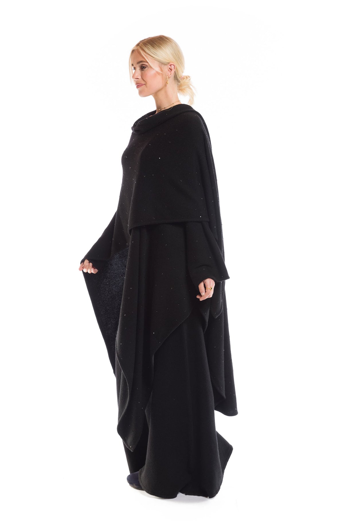 AVALON JEWELLED CASHMERE CAPE BLACK