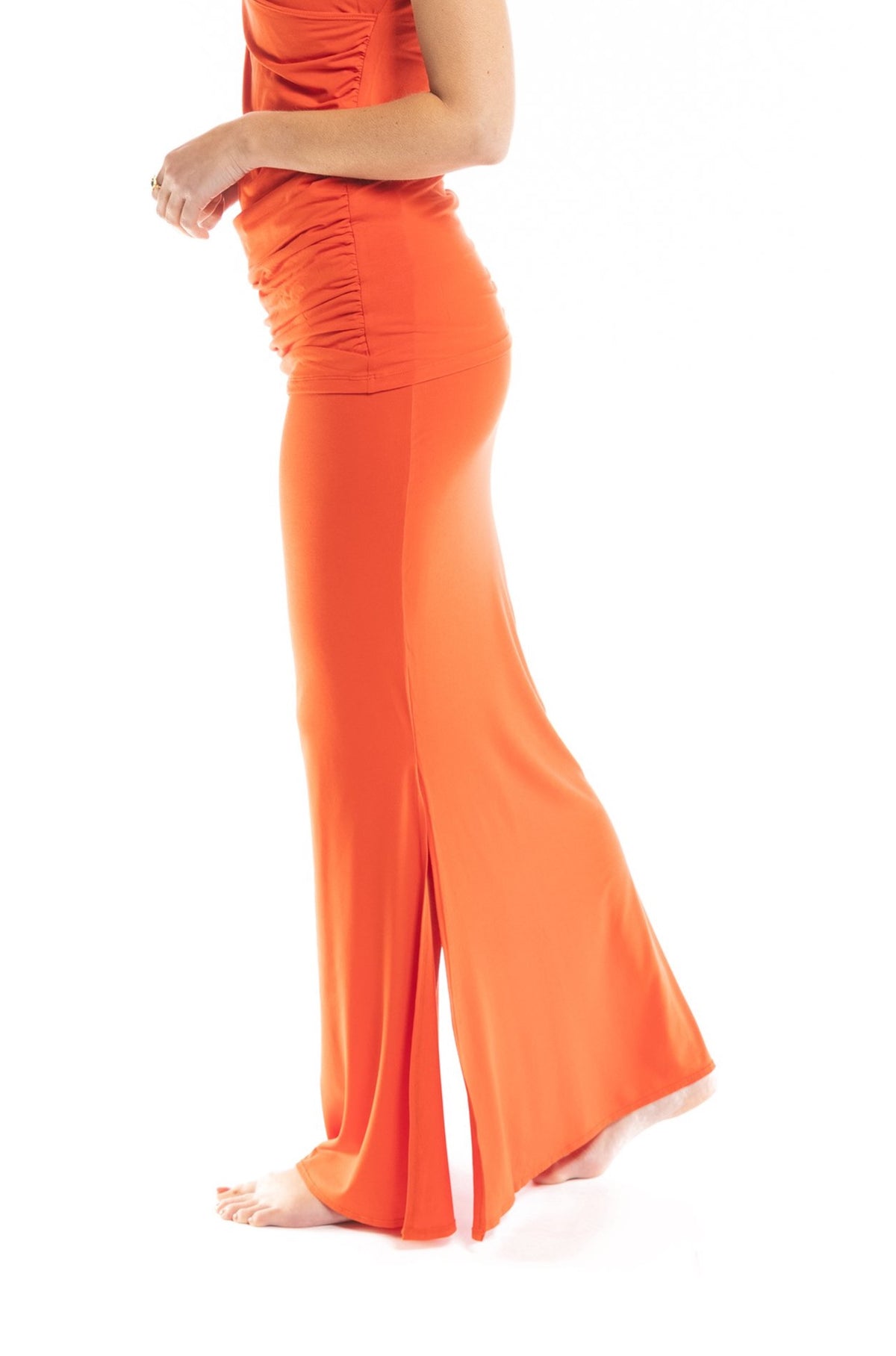 BAMBOO SIDE SLIT SKIRT SPICY ORANGE