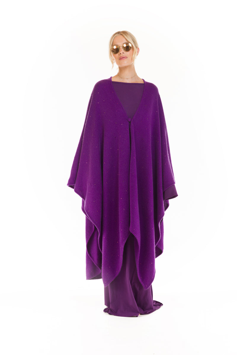 AVALON JEWELLED CASHMERE CAPE ROYAL PURPLE