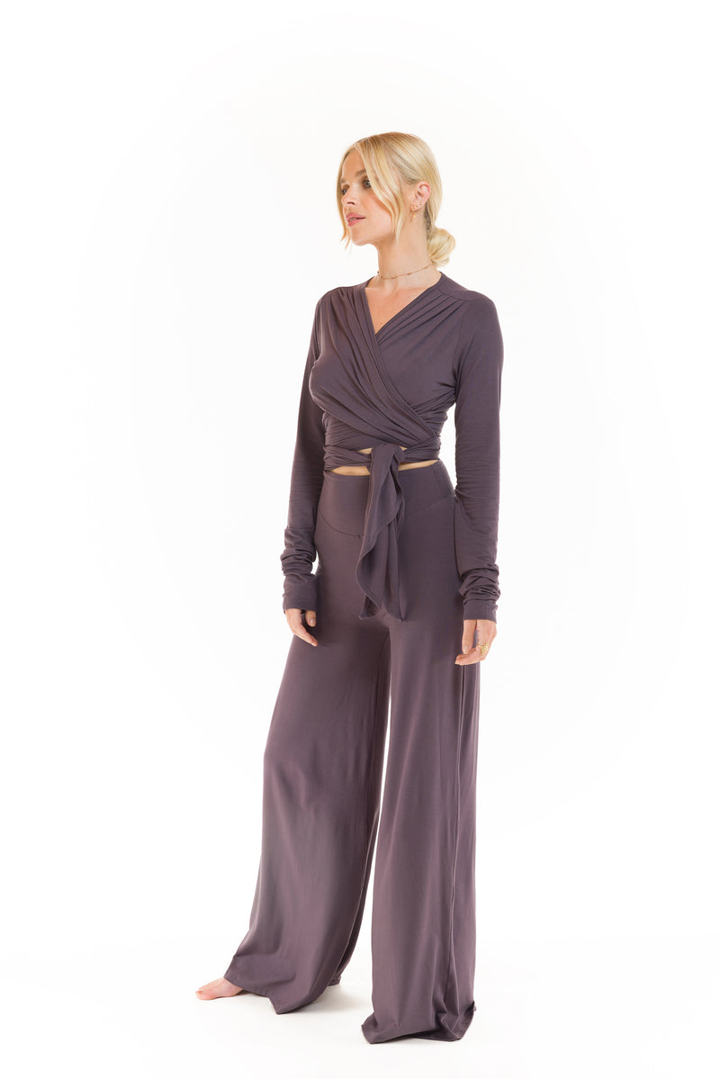 BAMBOO PALAZZO PANTS CHARCOAL