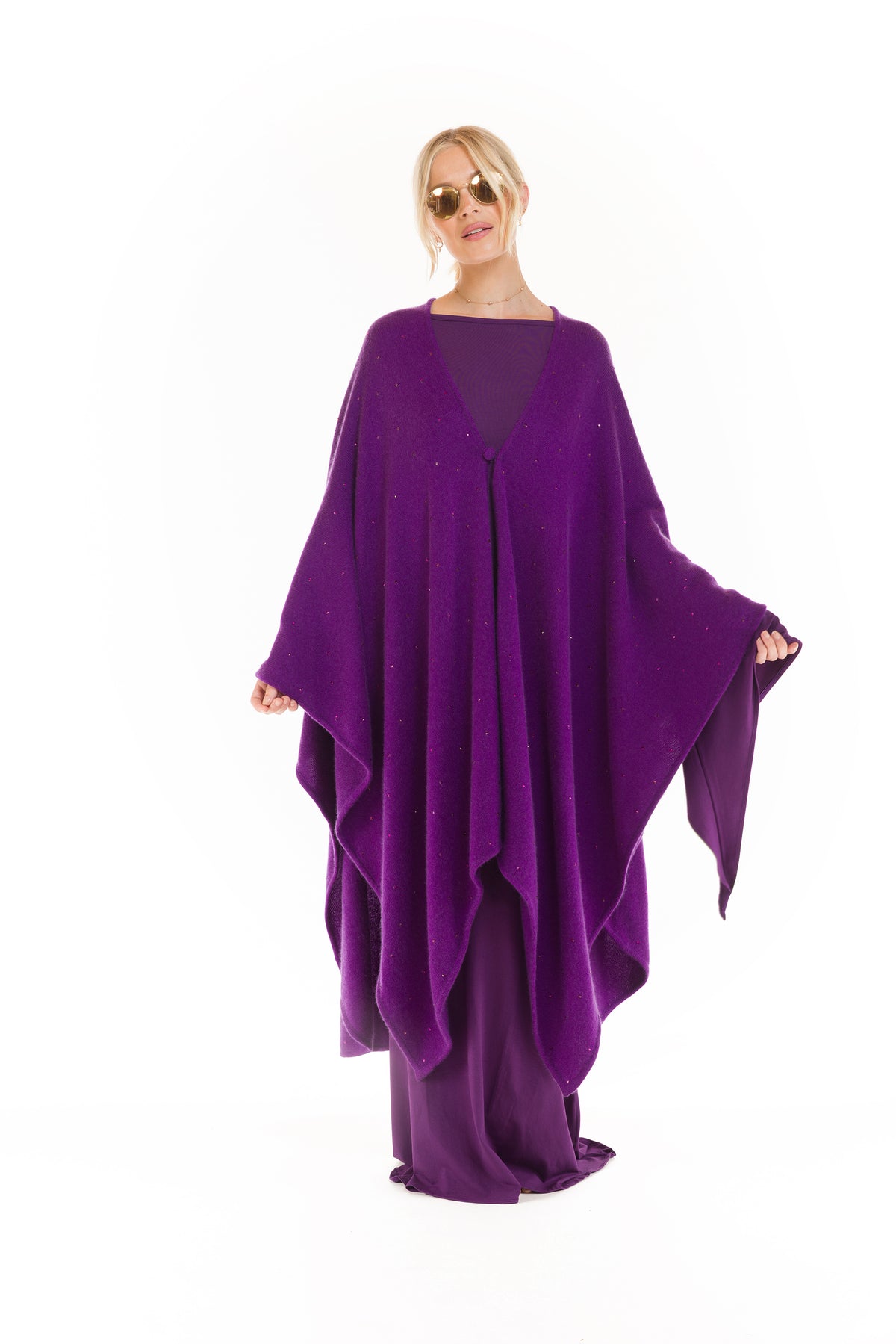 AVALON JEWELLED CASHMERE CAPE ROYAL PURPLE