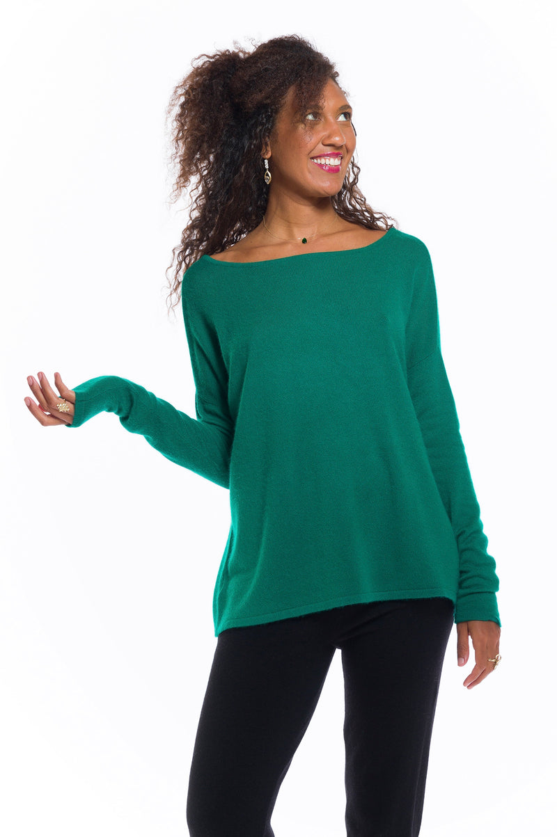 CASHMERE BOAT NECK JUMPER EMERALD