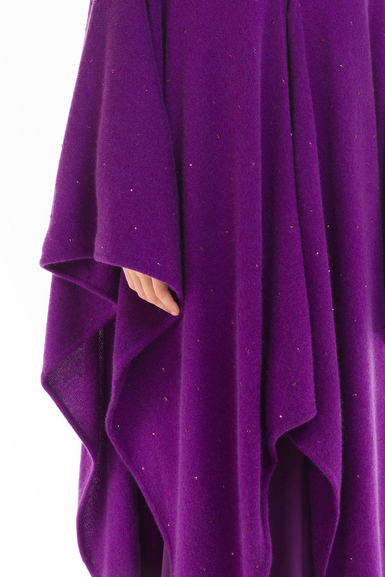 AVALON JEWELLED CASHMERE CAPE ROYAL PURPLE