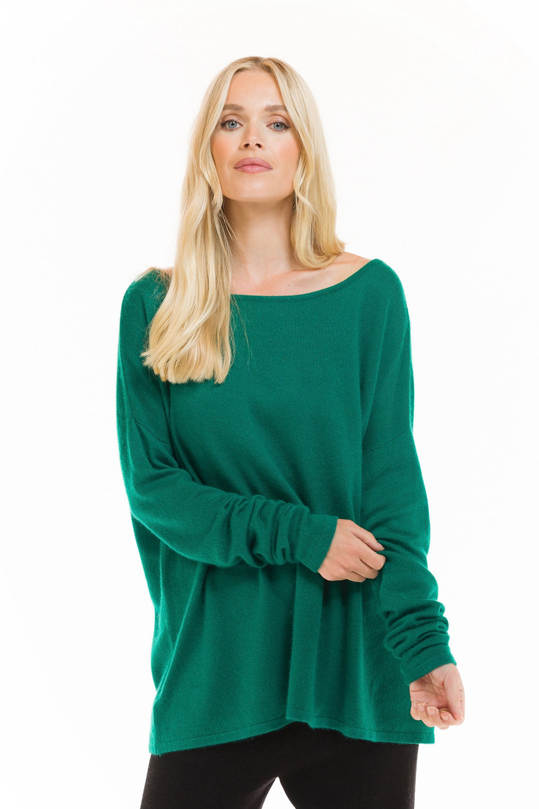 CASHMERE BOAT NECK JUMPER EMERALD