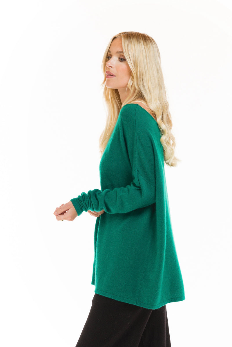 CASHMERE BOAT NECK JUMPER EMERALD