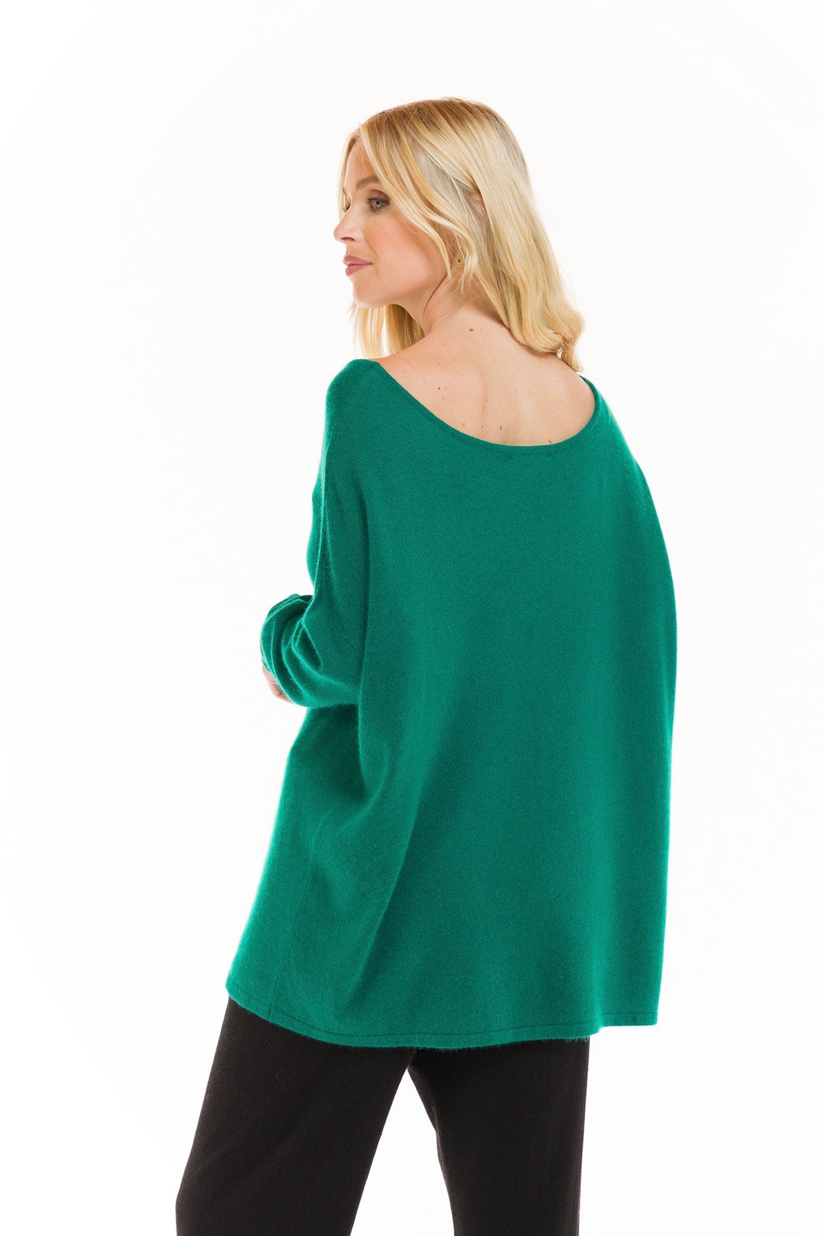 CASHMERE BOAT NECK JUMPER EMERALD