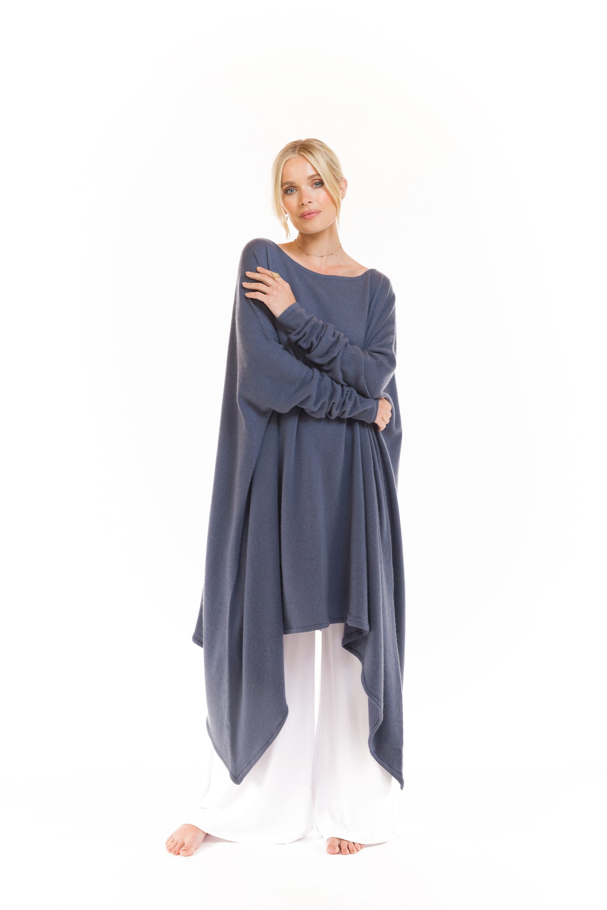 CASHMERE SLOUCHY JUMPER SLATE GREY