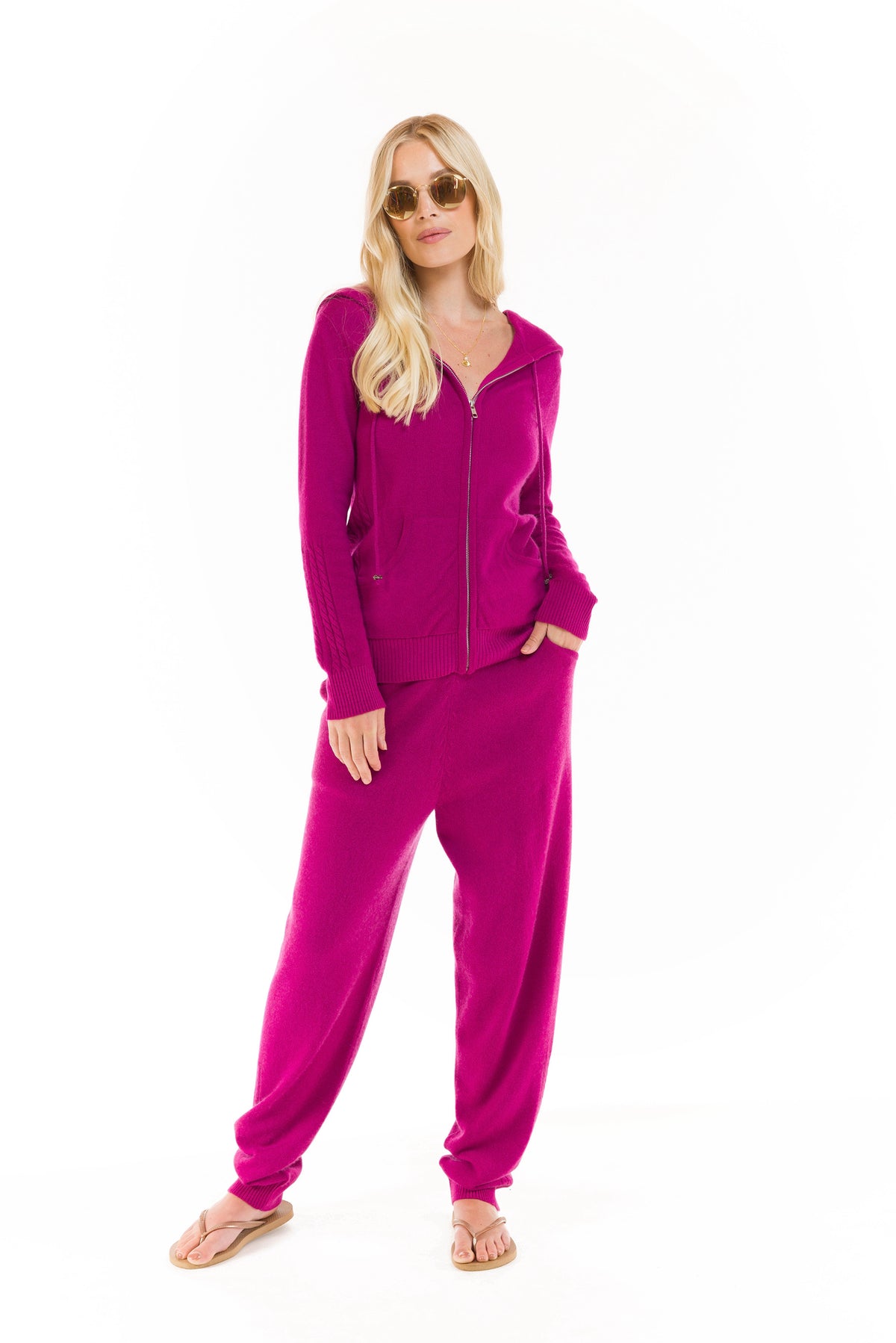 CASHMERE TRACKSUIT SET FUCHSIA