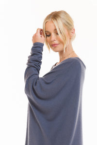 CASHMERE SLOUCHY JUMPER SLATE GREY