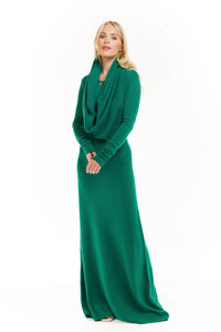 CASHMERE MAXI FITTED DRESS EMERALD GREEN