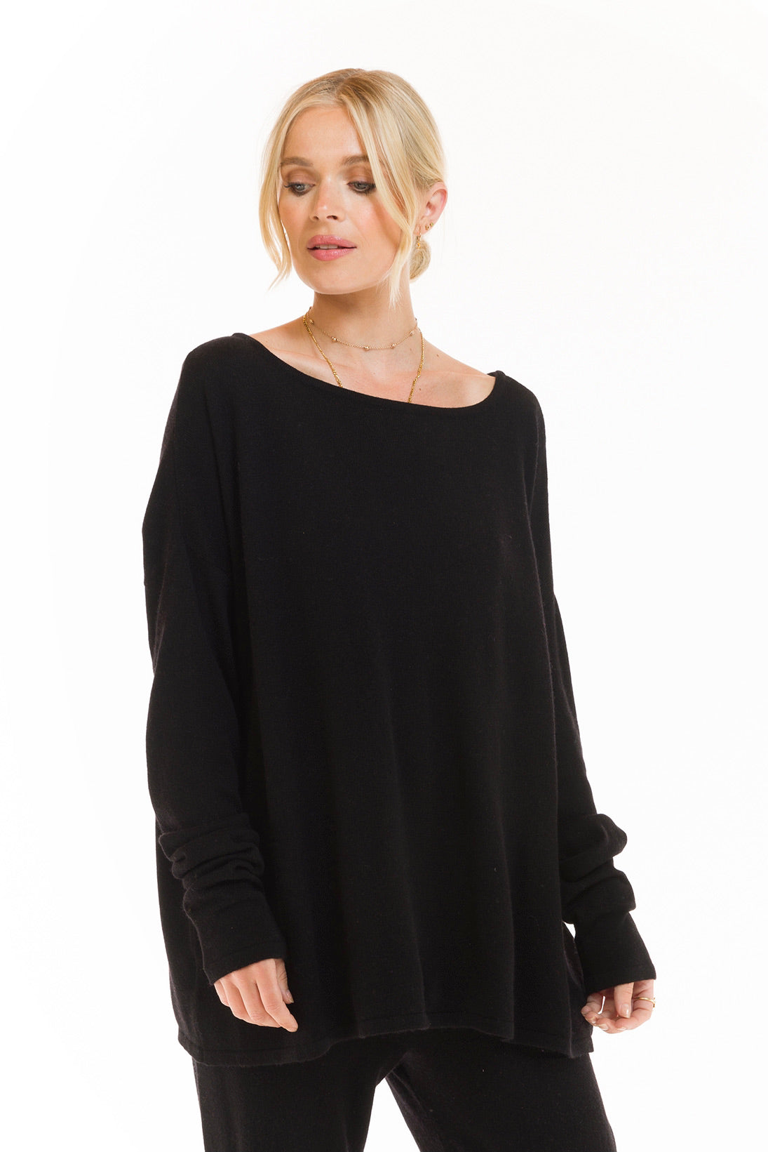 CASHMERE BOAT NECK JUMPER BLACK