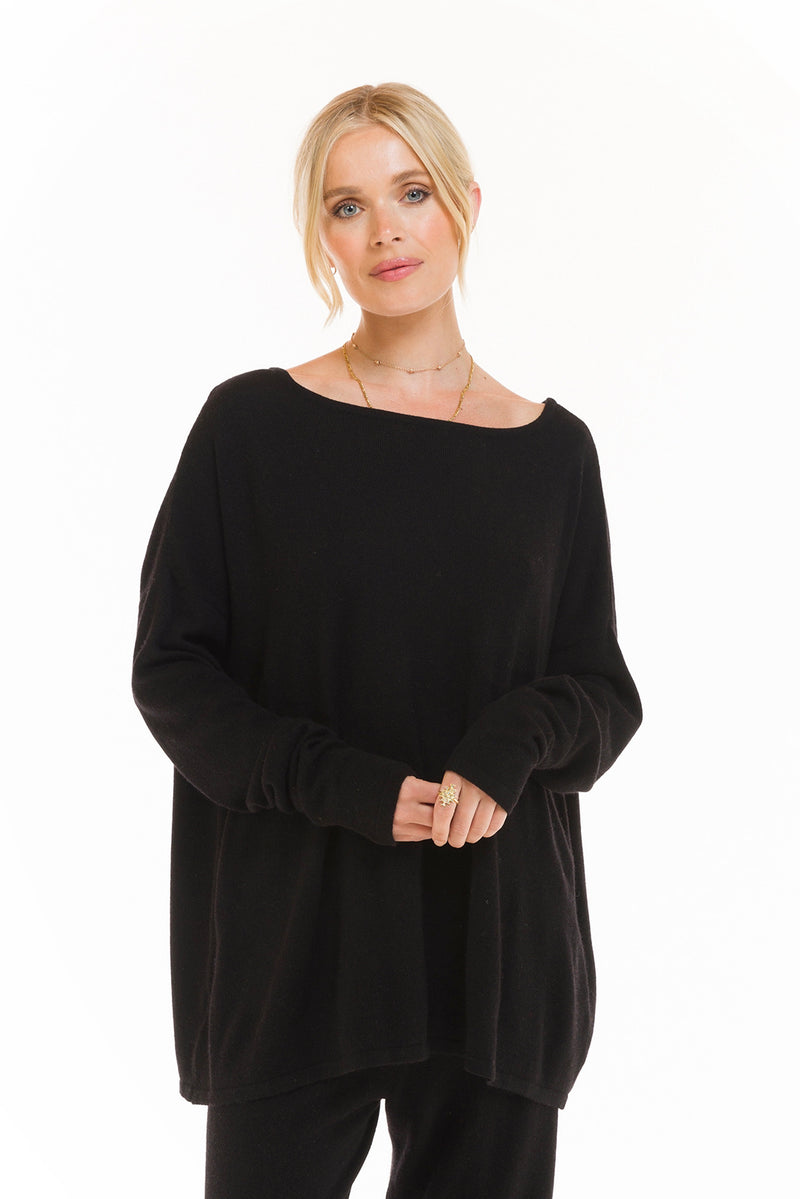 CASHMERE BOAT NECK JUMPER BLACK