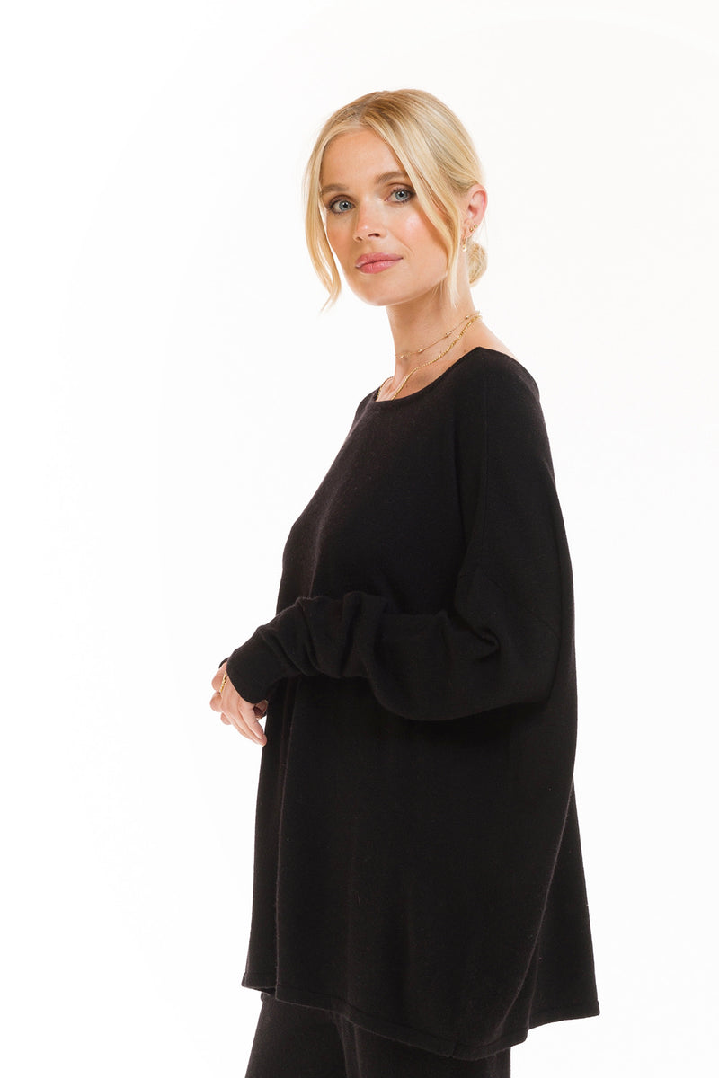 CASHMERE BOAT NECK JUMPER BLACK