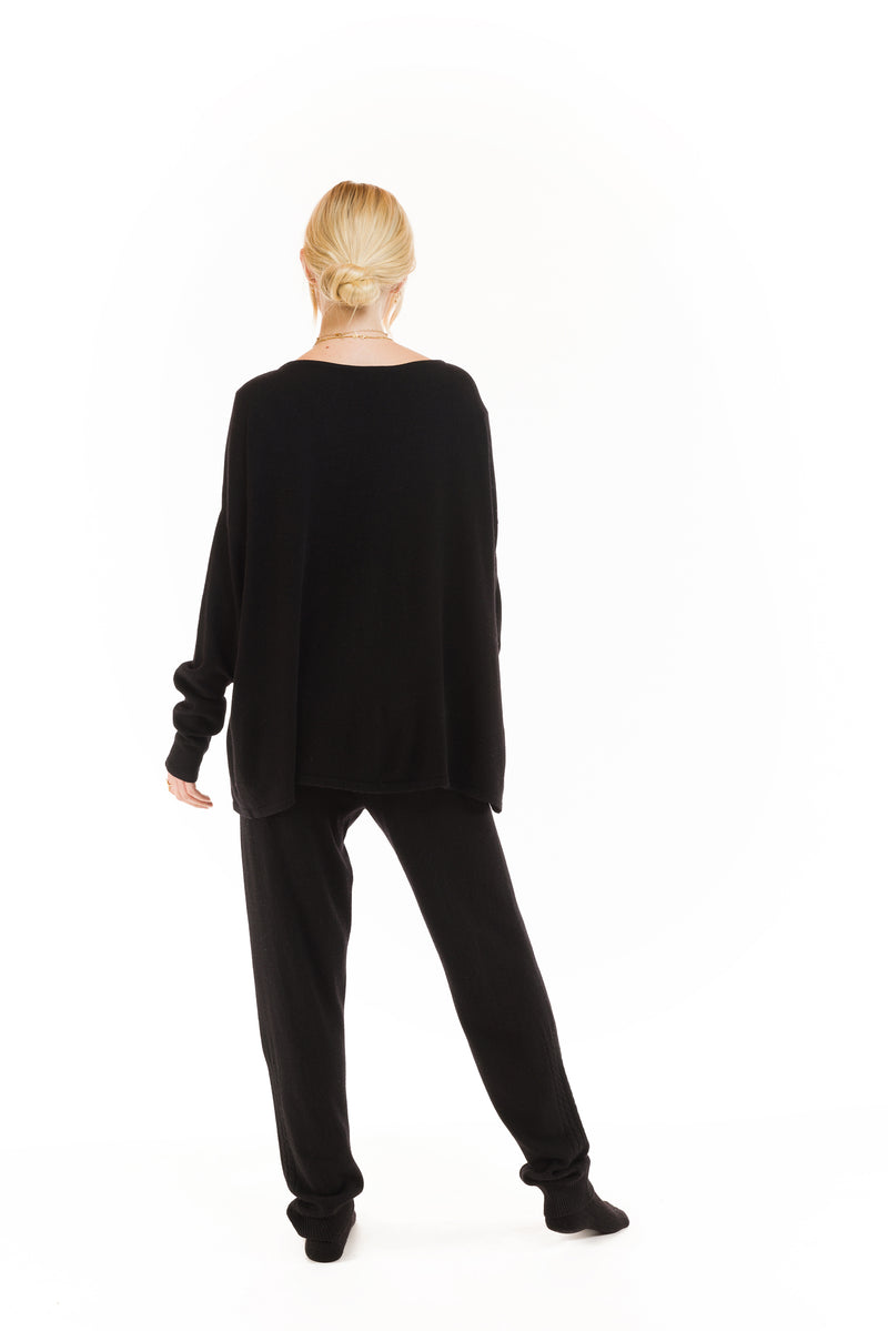 CASHMERE BOAT NECK JUMPER BLACK