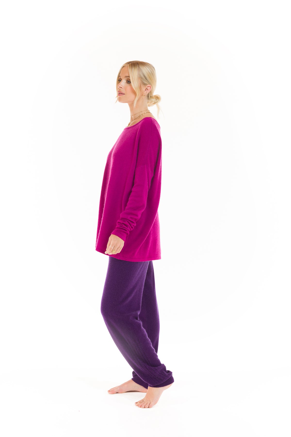 CASHMERE BOAT NECK JUMPER FUCHSIA