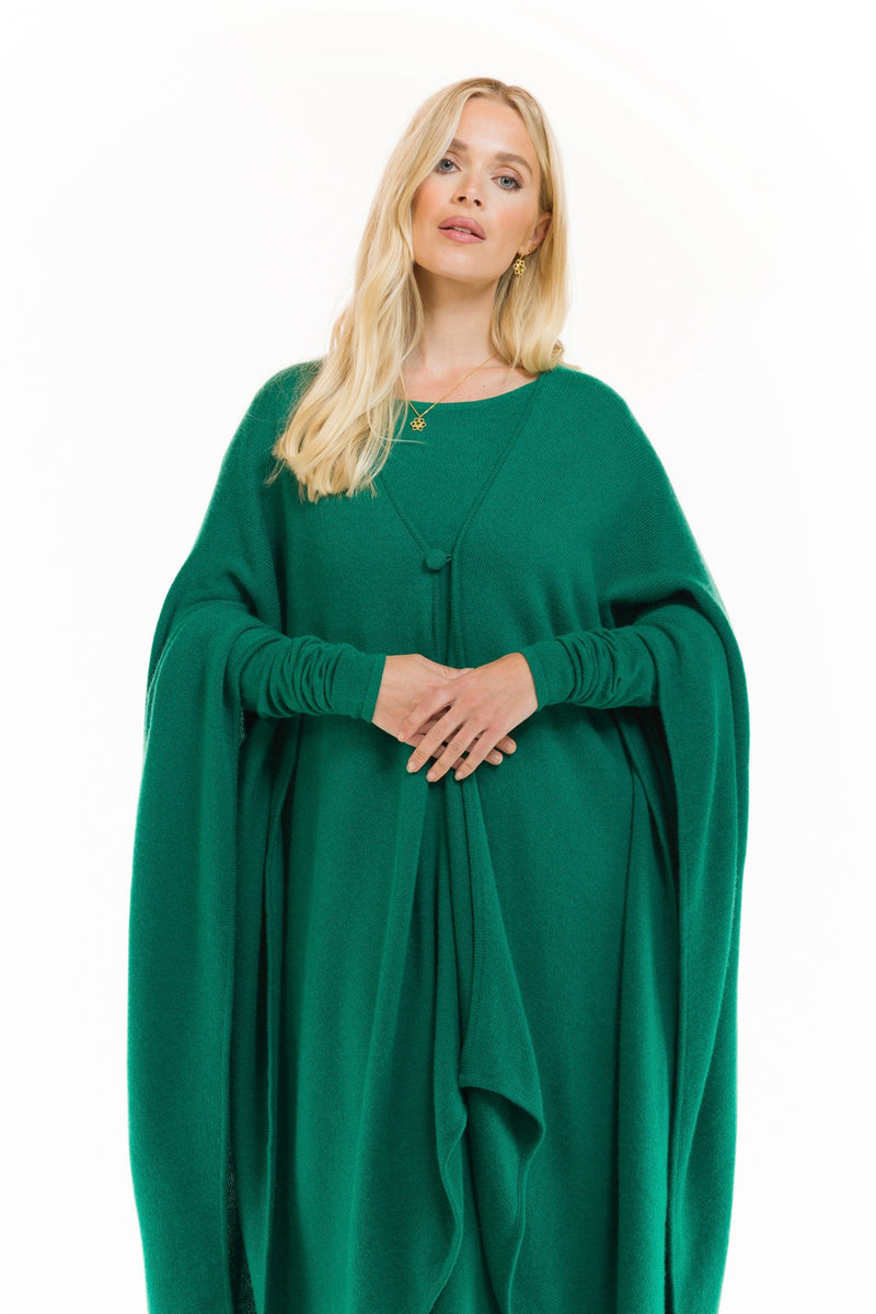 4 PLY AVALON CASHMERE CAPE EMERALD GREEN