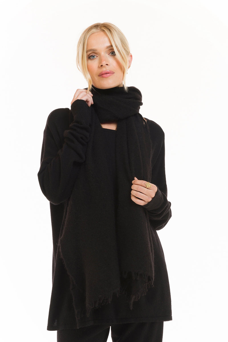 CASHMERE BOAT NECK JUMPER BLACK