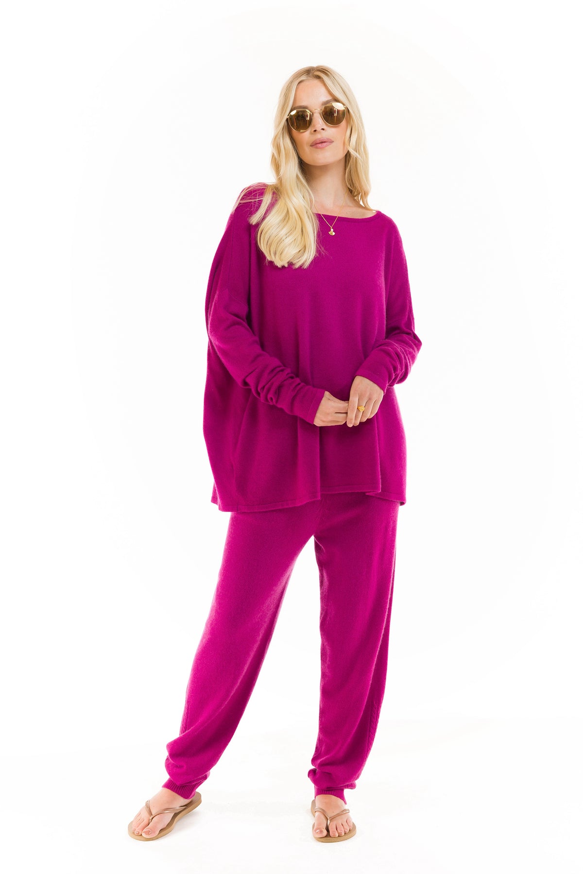 CASHMERE TRACKSUIT SET FUCHSIA