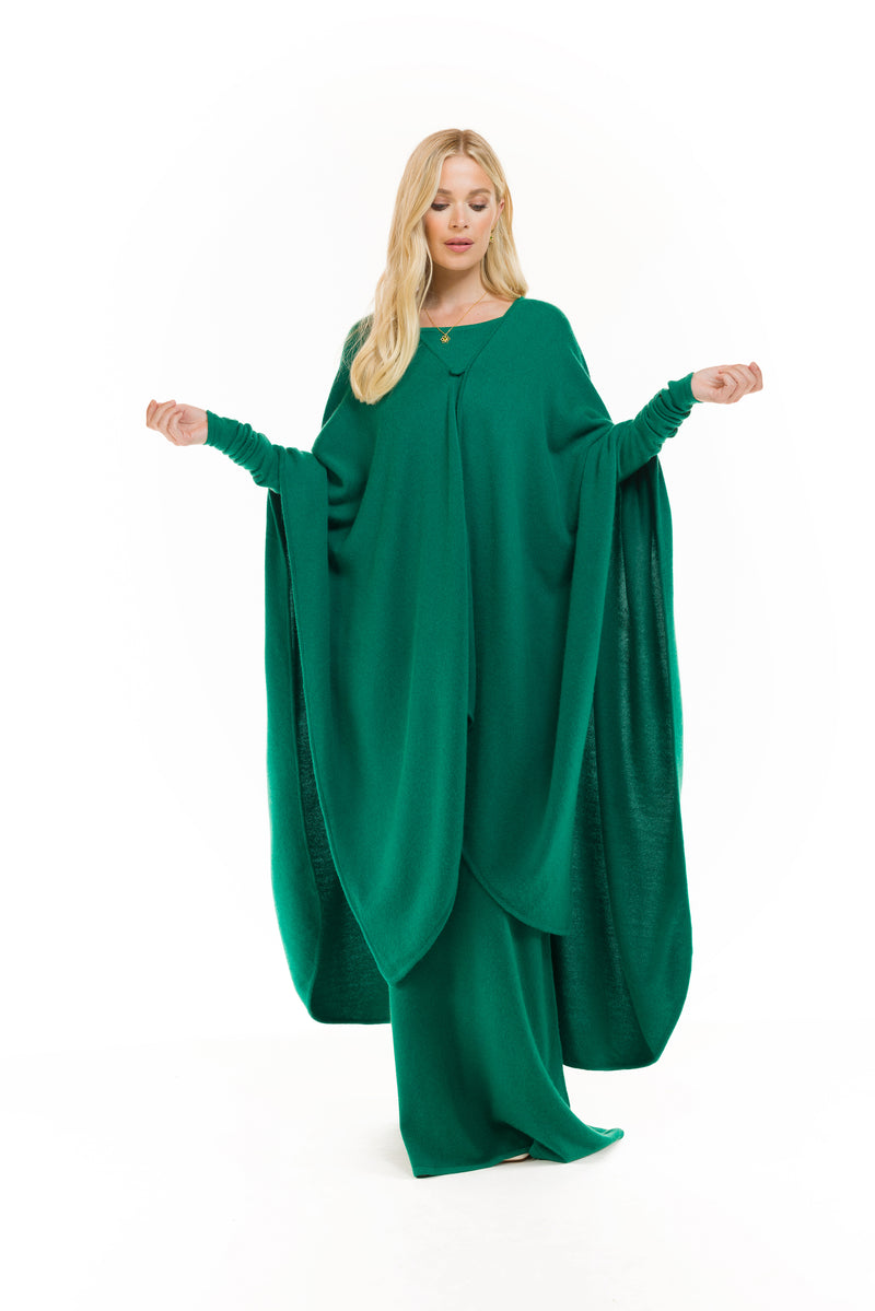 CASHMERE MAXI FITTED DRESS EMERALD GREEN