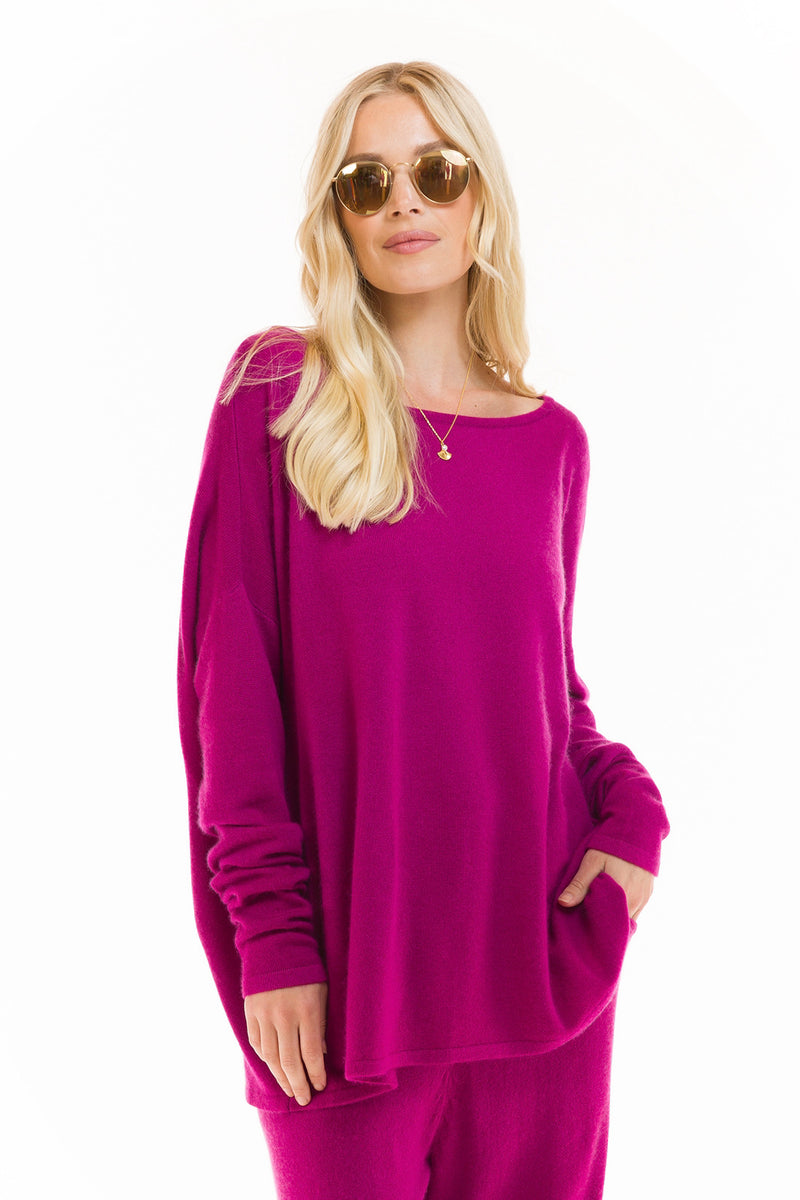 CASHMERE BOAT NECK JUMPER FUCHSIA