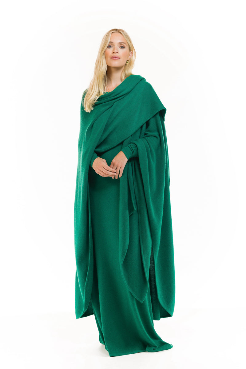 CASHMERE MAXI FITTED DRESS EMERALD GREEN