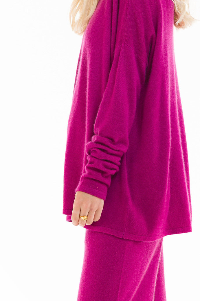 CASHMERE BOAT NECK JUMPER FUCHSIA