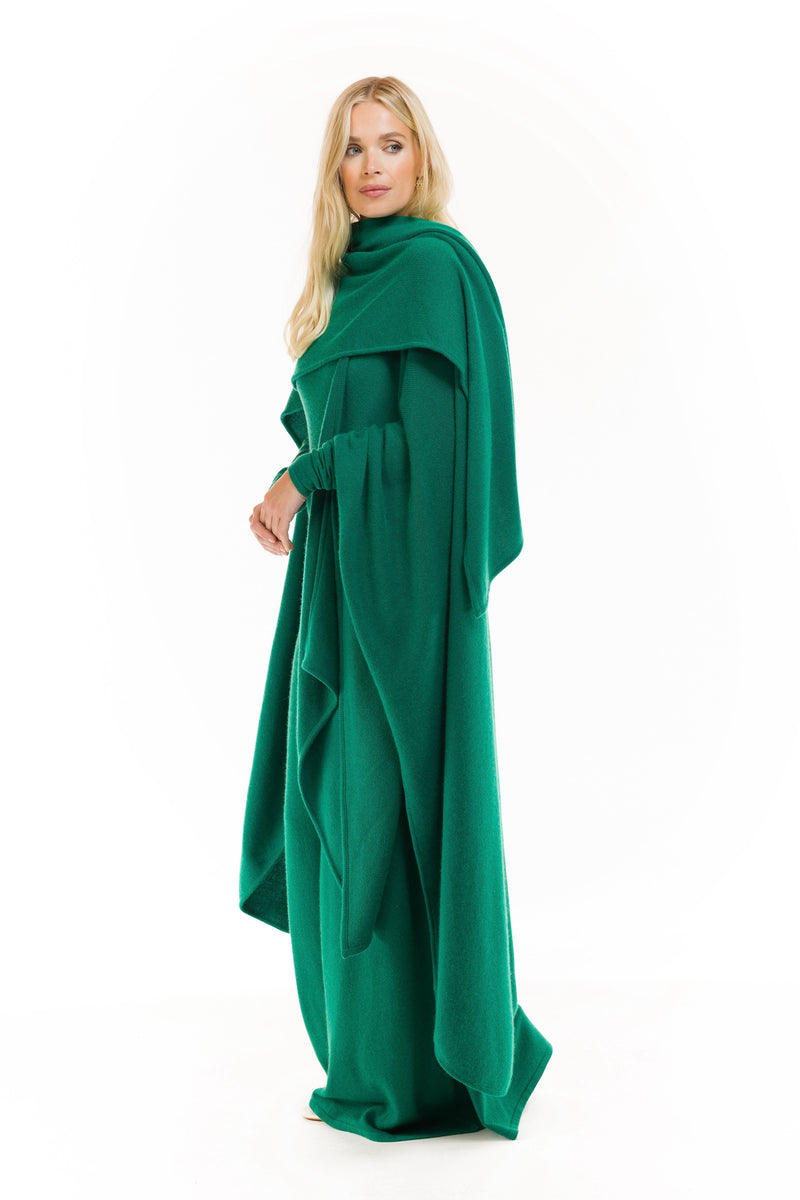CASHMERE MAXI FITTED DRESS EMERALD GREEN