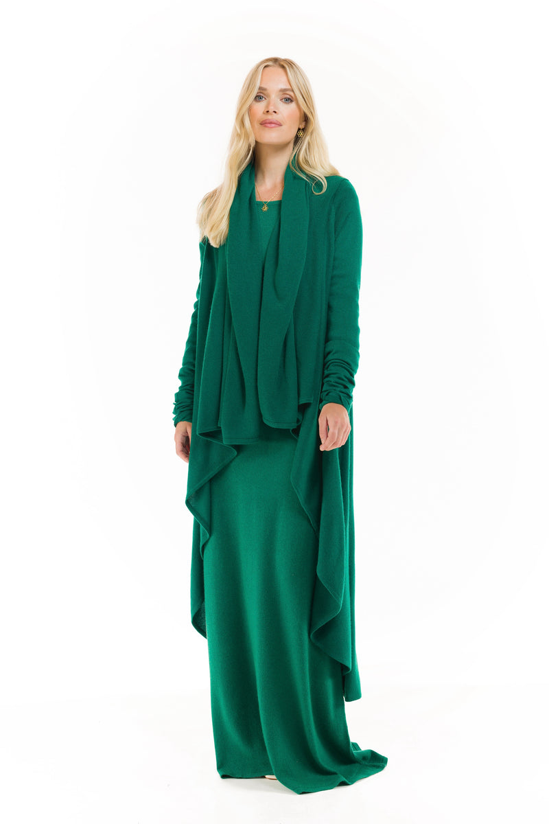 CASHMERE WATERFALL JACKET EMERALD GREEN