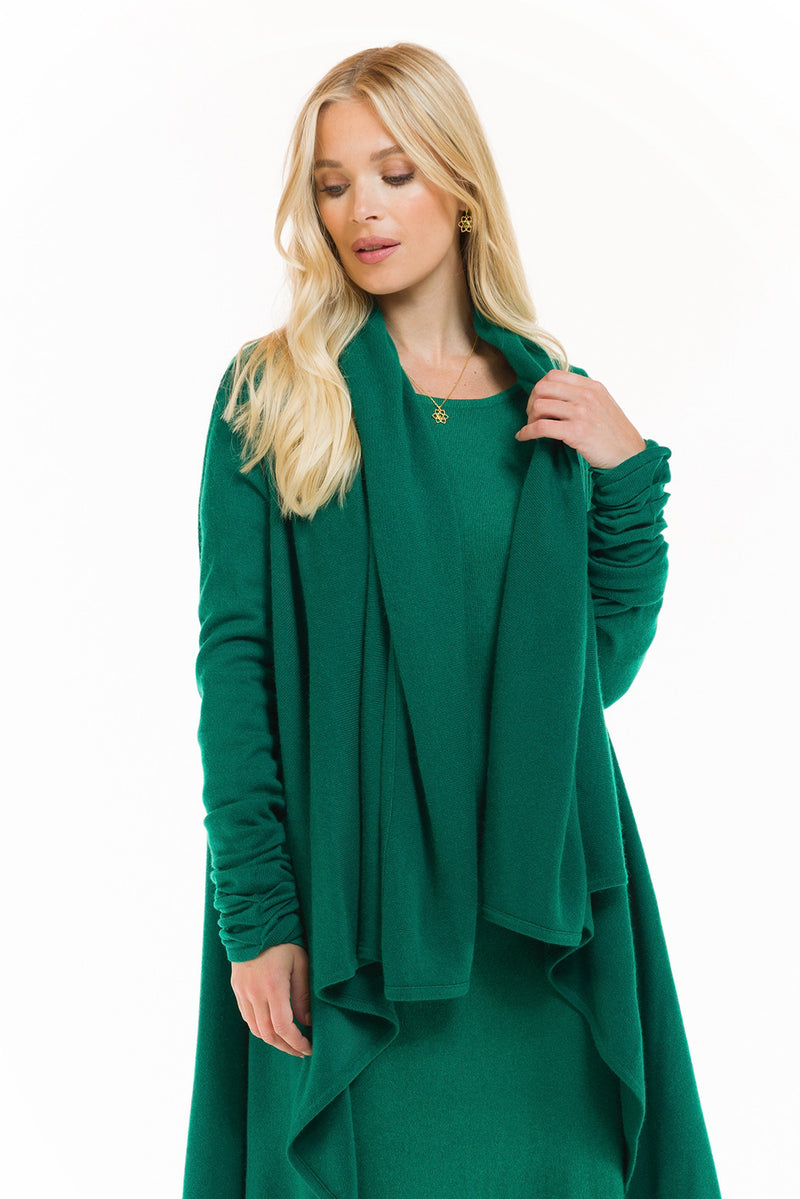 CASHMERE WATERFALL JACKET EMERALD GREEN
